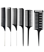 6 Pcs Highlighting Comb Set Professional Weaving Styling with Rat Tail C... - £10.88 GBP