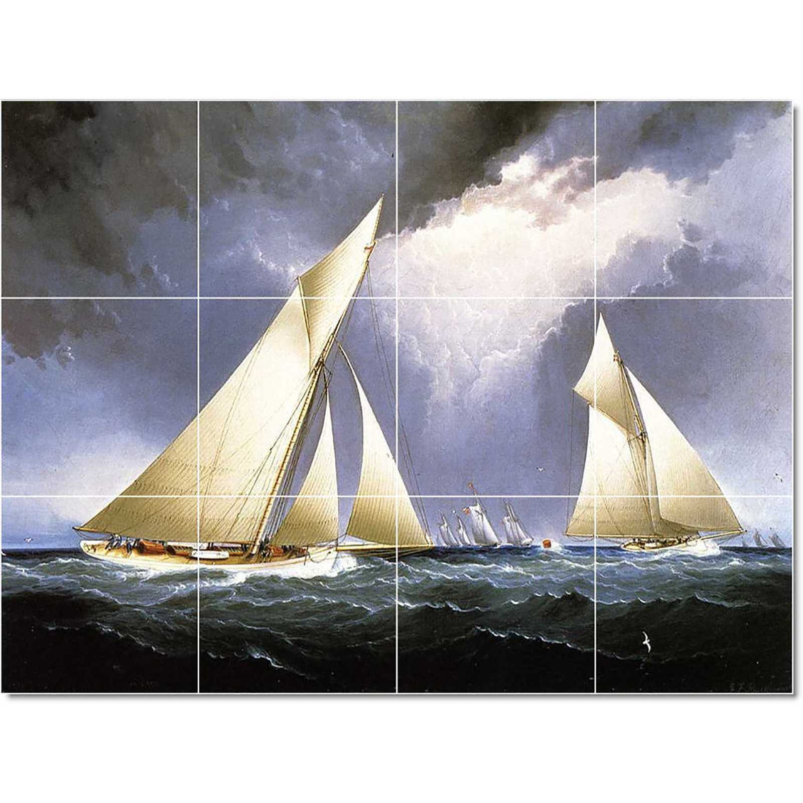 Buttersworth james mayflower leading puritan americas cup trial race 1886
