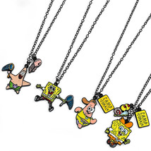 SpongeBob SquarePants Necklace Cartoon Figure Kawaii Patrick Star Metal Badge - £9.45 GBP