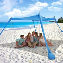 Beach Tent Sun Shelter With Sandbags, Poles, Ground Pegs, And Anti-Wind ... - $105.33 CAD