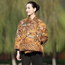 Winter Tang Jacket Short Parkas Retro Dragon Pattern Chinese Cotton Padded Jacke - £58.23 GBP