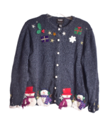 Design Originals Studio Joy Christmas Cardigan Snowman Size Large - €14,73 EUR