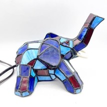 Stained Glass Elephant Tiffany Style Lamp Desk Colorful Lighting Night L... - $59.99