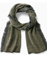 Sferra Gavia Wool Blend Scarf Lemon Yellow Mix 15x78 Fringe/Black Back I... - €55,53 EUR