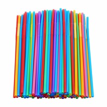 200 Pcs Colorful Plastic Long Flexible Straws.(0.23&#39;&#39; Diameter And 10.2&quot; Long) - £13.42 GBP