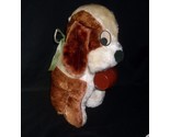 VINTAGE COMMONWEALTH BROWN WHITE PUPPY DOG BARREL BANK STUFFED ANIMAL PL... - $37.05
