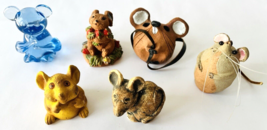 6 Vintage Mice Mixed Media Clay Glass Stoneware Resin from Collection No... - £30.57 GBP