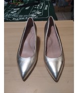 Ally Gold Metallic Leather Lower Block Heel Wedding Shoes Festive SZ US ... - $233.99 CAD