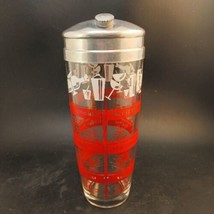 Large Glass 12 Recipe Cocktail Shaker, Chrome Top, Hazel Atlas MCM - $47.52
