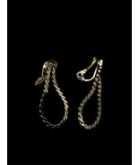 MONET - Vintage Signed Gold-tone Dangle Clip On Earrings Chain Loop - $10.39