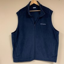 COLUMBIA Fleece Vest Jacket Men&#39;s 4X Navy Blue Full Zip Pockets Outerwear - £35.04 GBP