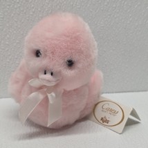 Vintage Russ Caress Soft Pets Baby Quackers Pink Duck Plush With Tag - $741.45 MXN