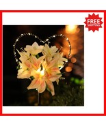 Elegant Heart-Shaped Solar Lights with 25 LED for Outdoor Remembrance Decor - $52.32 CAD