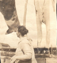 Double Sided Cut From Album Ship Captain and Woman Drying Clothes Photograph VTG - $12.95