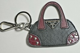 Prada HandBag Charm, Key Ring, Purse Fob. Bag Tag, Leather &amp; Silver, Nev... - $2,632.25 MXN