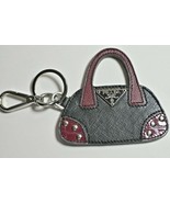 Prada HandBag Charm, Key Ring, Purse Fob. Bag Tag, Leather &amp; Silver, Nev... - $2,596.75 MXN