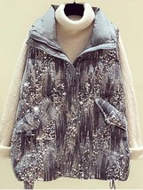 Autumn Winter New Sequins Waistcoat Vest Fashion Casual Medium Length Zipper Big - £41.75 GBP