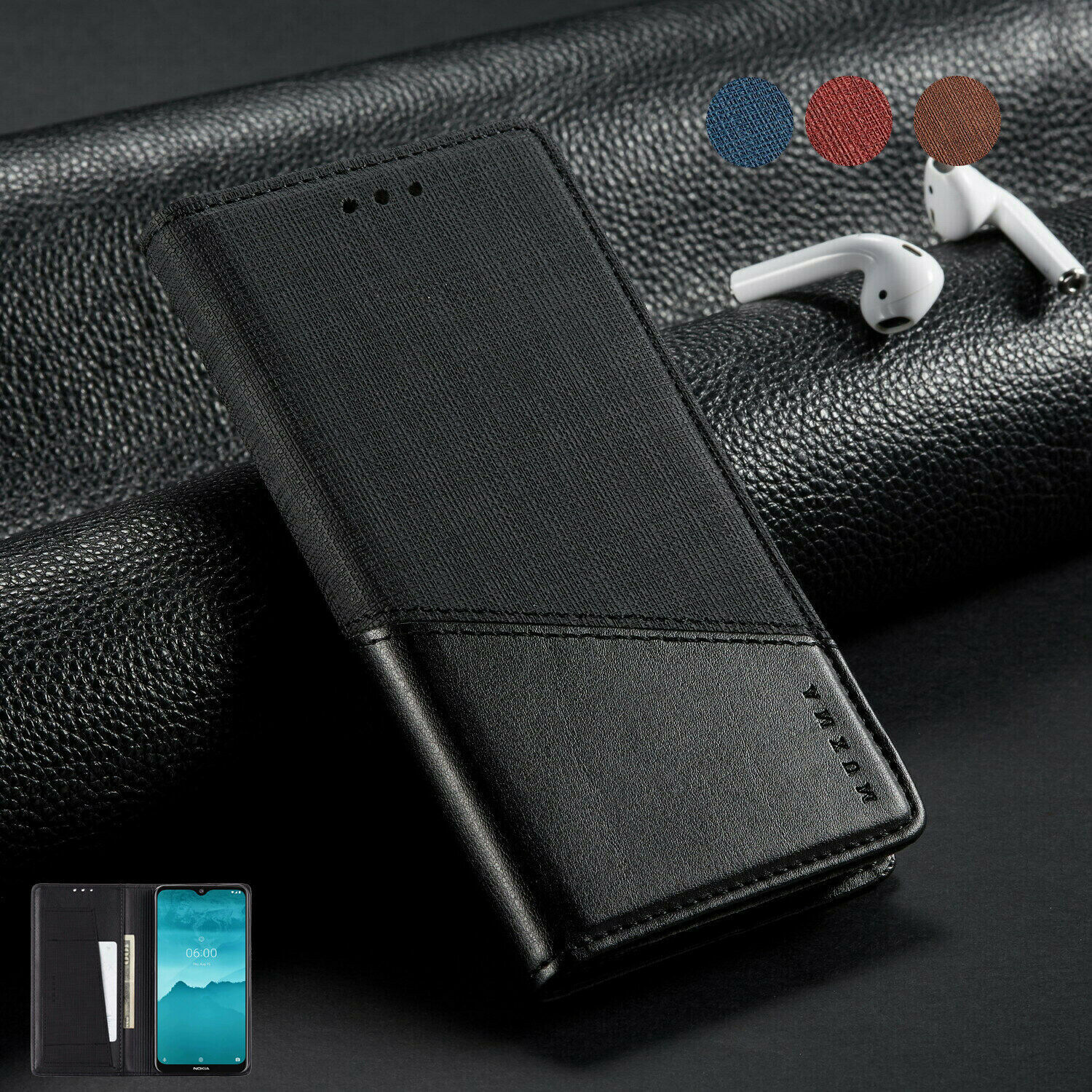 For Nokia 7.2 6.2 2.2 8 7 Plus Luxury Flip Magnetic Leather Wallet Case Cover - £49.76 GBP