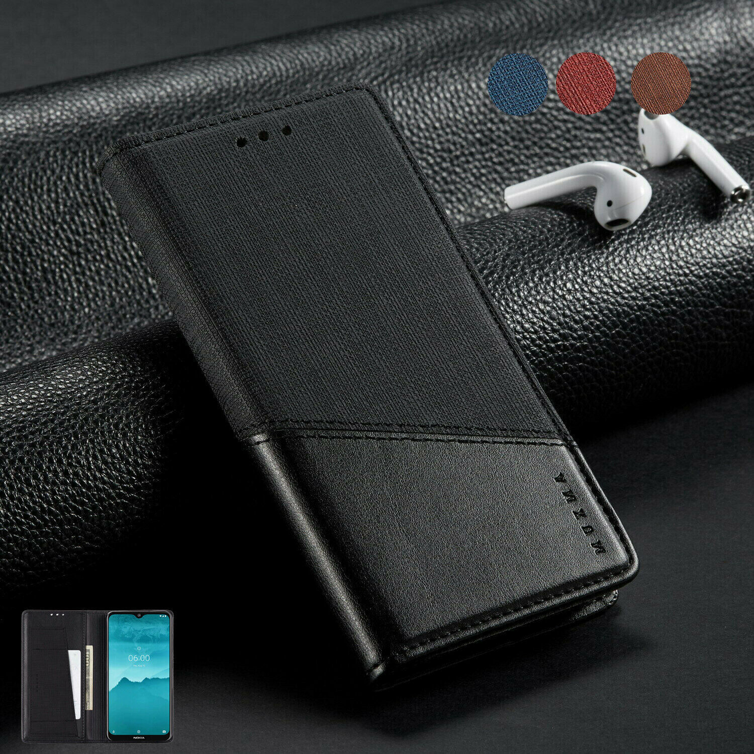 For Nokia 7.2 6.2 2.2 8 7 Plus Luxury Flip Magnetic Leather Wallet Case Cover
