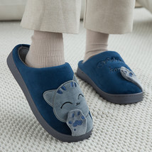 Cat Home Slippers Women Winter Warm Plush Snow Shoes Couples Indoor Bedroom Slip - £17.84 GBP