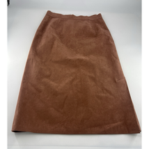 Vintage Suede Skirt Womens Size 10 Pink Rust Midi Slit Zip Boho Minimalist - £26.16 GBP