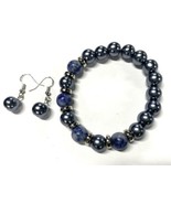 Genuine Sodalite Stretch Bracelet and Earrings Set - $14.24