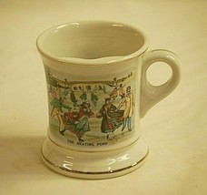 Old Vintage Currier &amp; Ives Mustache Shaving Mug The Skating Pond Winter ... - $365.87 MXN