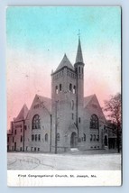 First Congregational Church Building St Joseph Missouri MO 1908 DB Postcard Q4 - £6.19 GBP