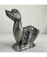 Carved Black Onyx Duck Bird Figurine Stone Paperweight Vintage Artisan Cute - £18.54 GBP