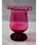 Vintage Fenton-Style COUNTRY CRANBERRY Pink Ruffle Top 4.5&quot; Vase - UNKNO... - €24,68 EUR