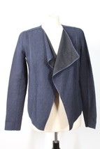 Vince S Blue Open-Front Pebbled Cotton Blend Jacket Blazer - £37.96 GBP