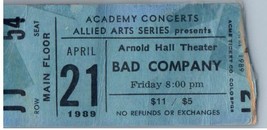 Bad Company Ticket Stub April 21 1989 Unites States Air Force Academy Co... - £19.77 GBP