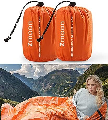 Zmoon Emergency Sleeping Bag 2 Pack Lightweight Survival Sleeping, Activ... - $30.99