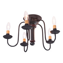 Wood  Ceiling Light 5 Arm Berkshire Semi-Flush Mount Sturbridge Black Red Stripe - £247.74 GBP