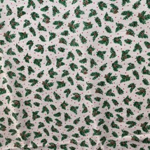 VTG Christmas Fabric Holly Pinecones Green Red White Brown Spring Mills - $8.00