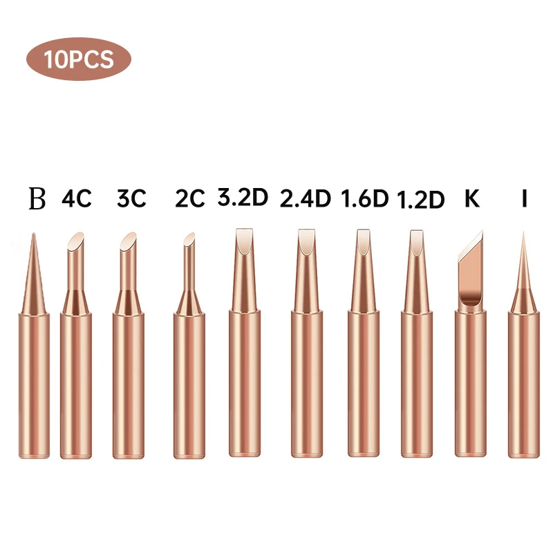 10/1pcs Pure Copper Soldering  Tip I+B+K+2.4D+3C Soldering Station Solde... - $130.40