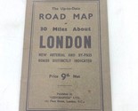 1940s Geographia Up to Date Road Map 30 Miles About London WWII pocket s... - $15.75