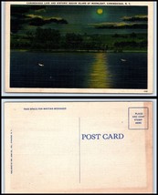 NEW YORK Postcard - Canandaigua Lake, View Of Lake &amp; Squaw Island At Night P27 - £3.19 GBP