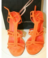 B Brian Atwood Lorrina Orange Suede Open Toe Strappy Sandals Shoes size 7.5 - $250.00