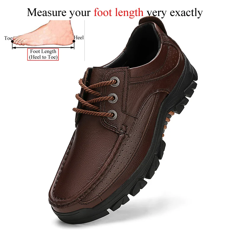 Genuine Leather Outdoor Casual Men Shoes Adult Black Brown Big Size 47 4... - £59.39 GBP
