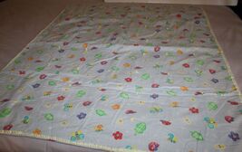 Baby Quilt Girls Floral Blanket Butterfly Bee Cotton Ribbon Edge Handmad... - $14.20