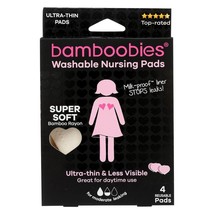 Bamboobies Ultra Thin Washable Nursing Pads 4 Count, 4 CT - £6.86 GBP