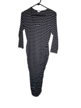 Ingrid &amp; Isabel Size Small Maternity Gray Black Striped Ruched Midi Dres... - £9.69 GBP