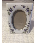 Lefton China Porcelain Picture Frame Hand-Painted Purple Flowers 5x7 #03157 - $13.53 CAD