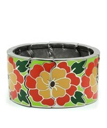 7.25 Inch High Polish Stainless Steel Stretch Bracelet in Orange and Green - €24,46 EUR