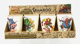 Vandor Marvel 4-Piece 10-Oz Bamboo Cup Set~Four Superheros~Biodegradable - £15.79 GBP