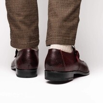 Toluca genuine crocodile and lizard dress monk strap Wine image 8