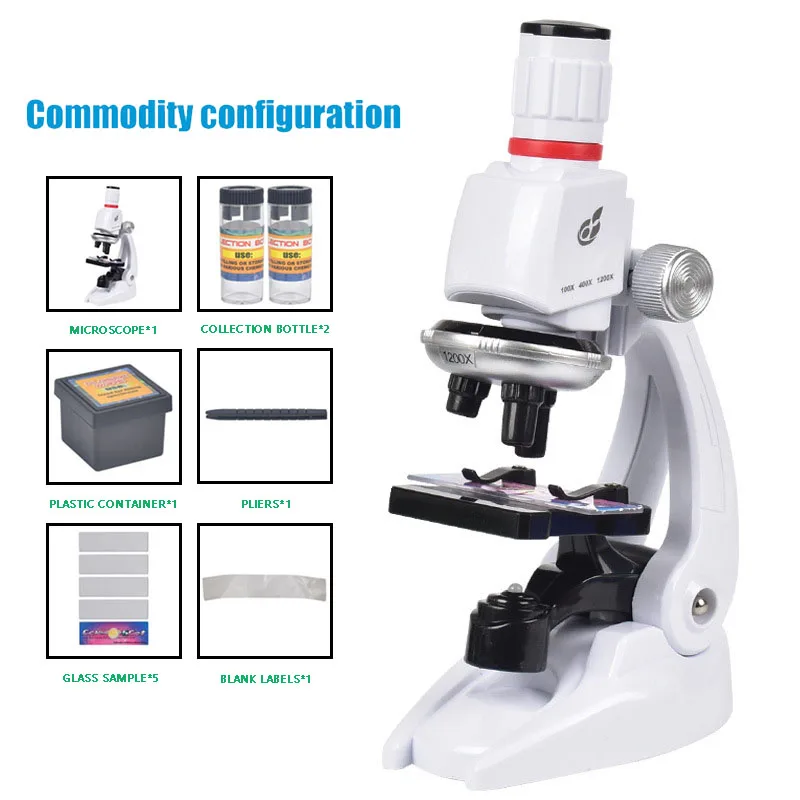 1200X LED Lab Microscope Kit For Children Biology Microscope For Schoolboy Home  - £209.56 GBP