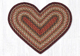 Earth Rugs C-319 Burgundy Mustard  Heart Braided Rug 20&quot; x 30&quot; - £31.57 GBP