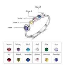 JewelOra 925 Sterling Silver Personalized Mother Ring with Birthstone Custom Fam - £20.69 GBP